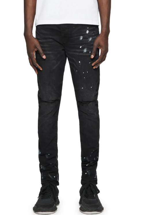 Purple Brand Jeans P001 Black Resin Knee Slit