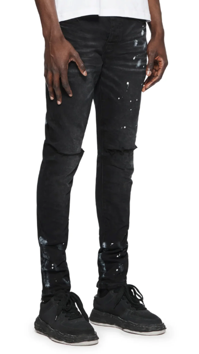 Purple Brand Jeans P001 Black Resin Knee Slit