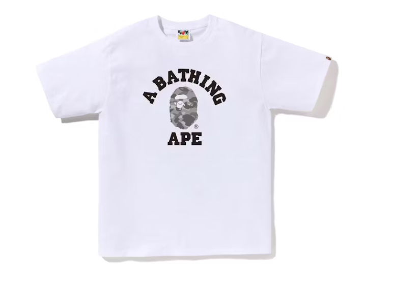 BAPE Honeycomb Camo College Tee White/Grey