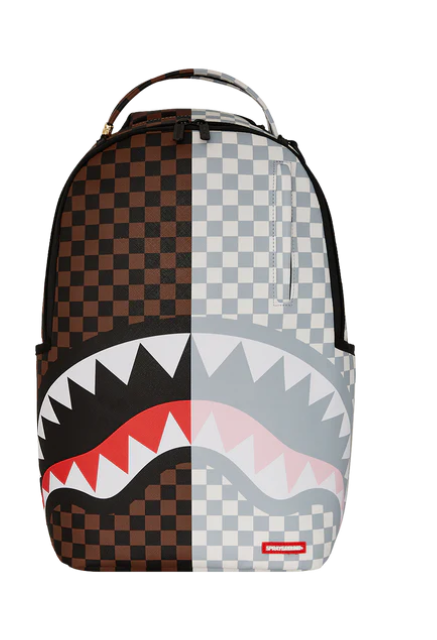 Spray Ground SPLIT BROWN AND CREAM CHECK DLXV BACKPACK (B8120)