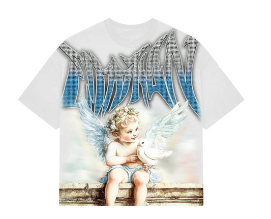 Mixed Emotion White ‘Dove’ Rhinestone Tee