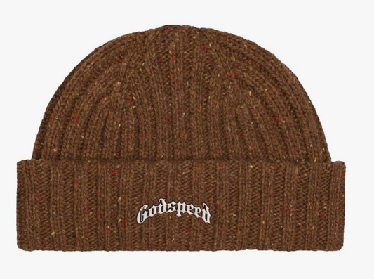 Godspeed OG Logo Emblem Beanie hat Brown Speckle