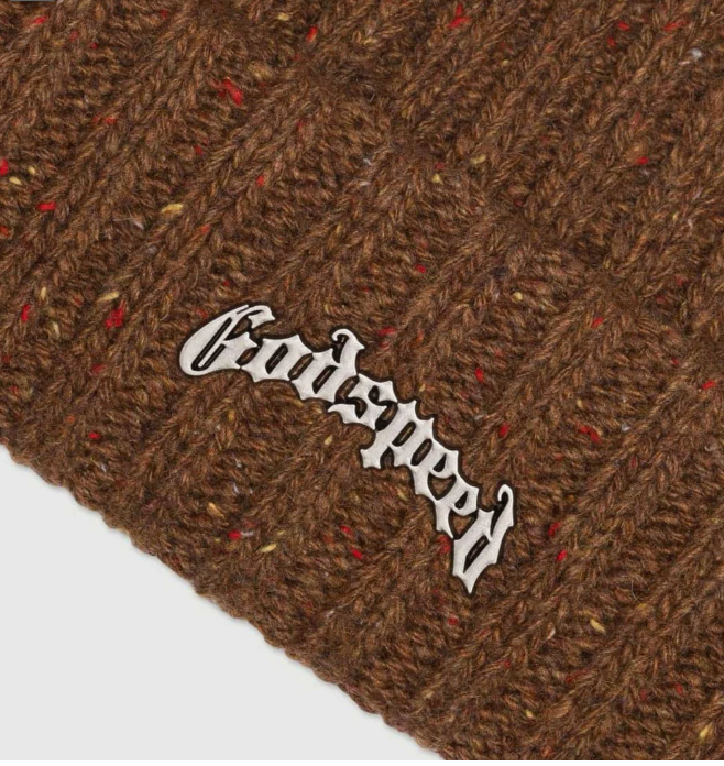 Godspeed OG Logo Emblem Beanie hat Brown Speckle