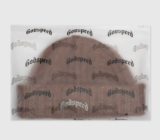 Godspeed OG Logo Emblem Beanie hat Brown Speckle