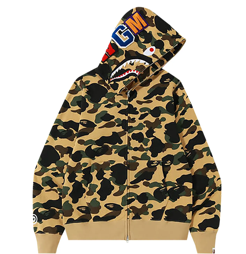 BAPE 1st Camo Shark Full Zip Hoodie 'Yellow'