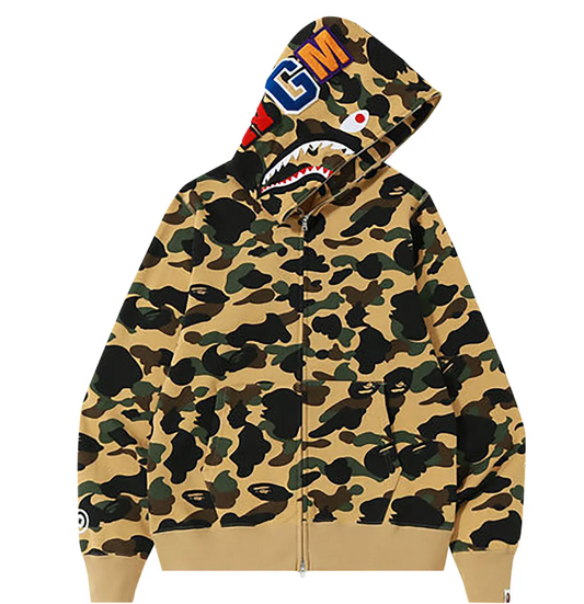 BAPE 1st Camo Shark Full Zip Hoodie 'Yellow'