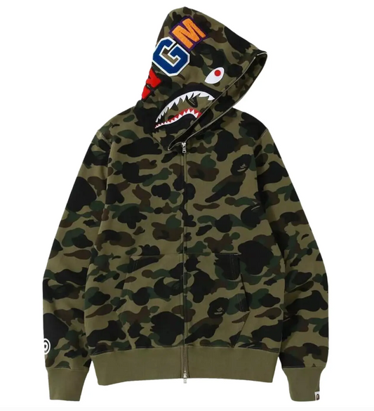 BAPE 1st Camo Shark Full Zip Hoodie ' Dark Green'