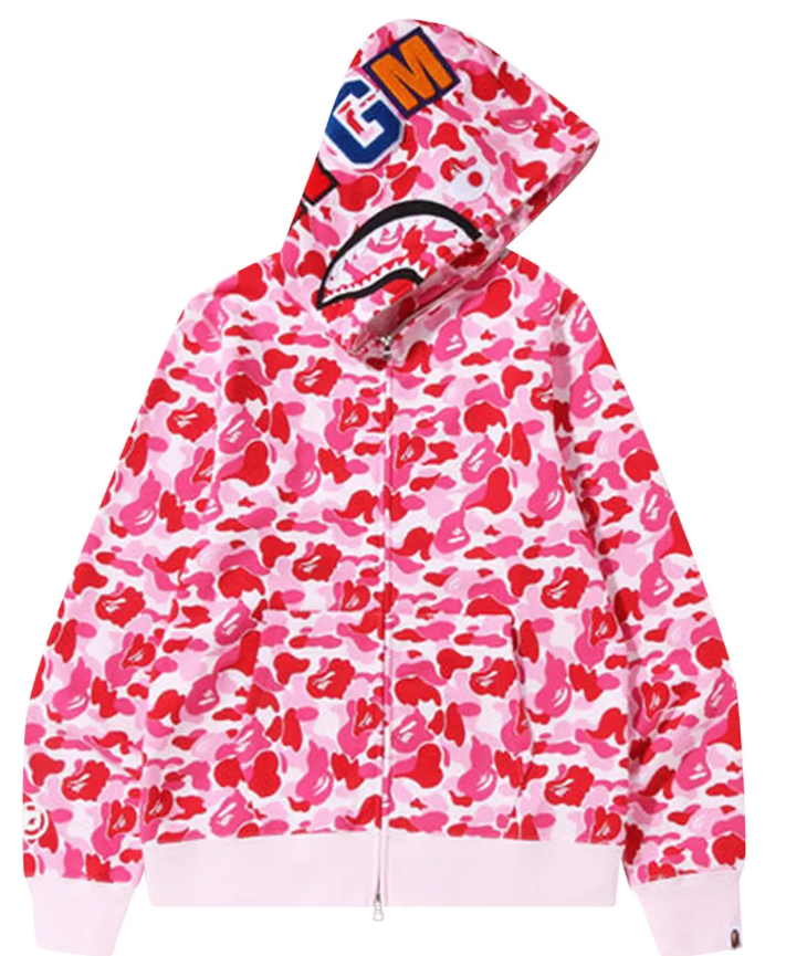 BAPE ABC Camo Shark Full Zip Hoodie 'Pink'