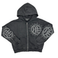Mixed Emotion Eclipse’ Grey Acid Wash Rhinestone Hoodie