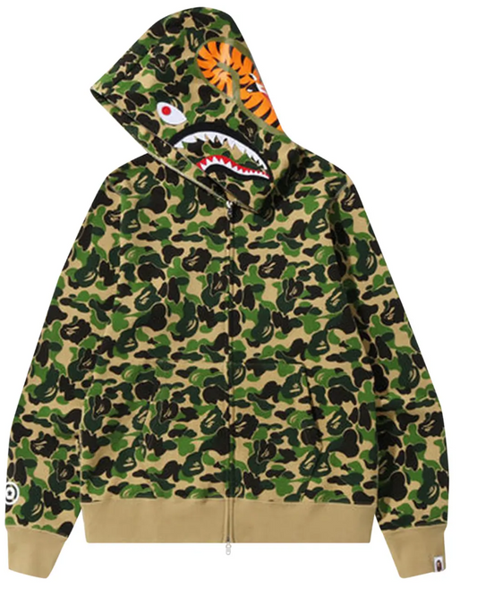 BAPE ABC Camo Shark Full Zip Hoodie ' light Green'