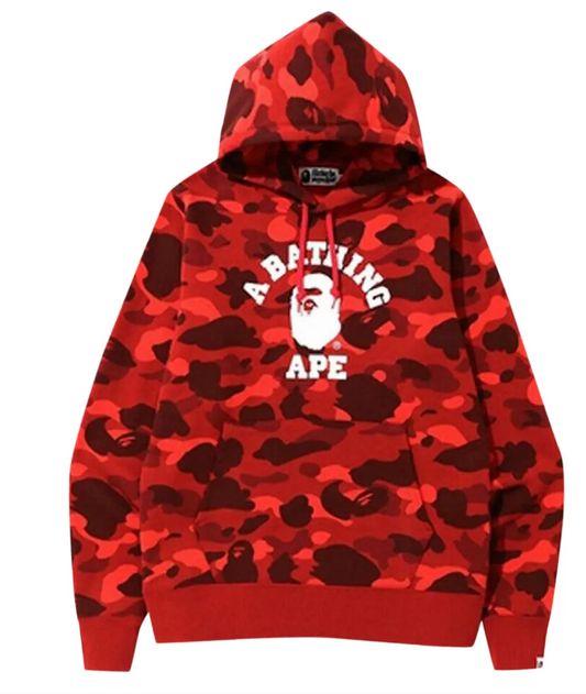 BAPE Color Camo College Pullover Hoodie 'Red'