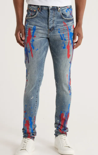 Purple Brand  PURPLE BRAND P002 Mid Rise Skinny Jeans Red/Blue