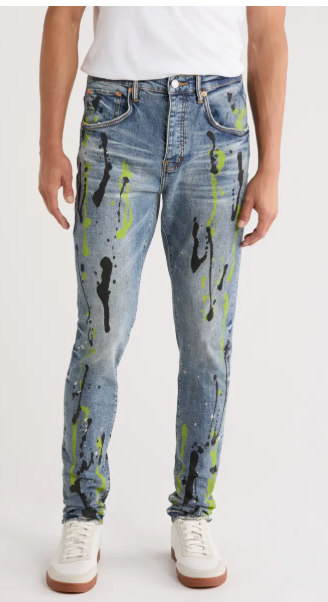 PURPLE BRAND P002 Mid Rise Skinny Jeans GREEN/ CHARCOAL