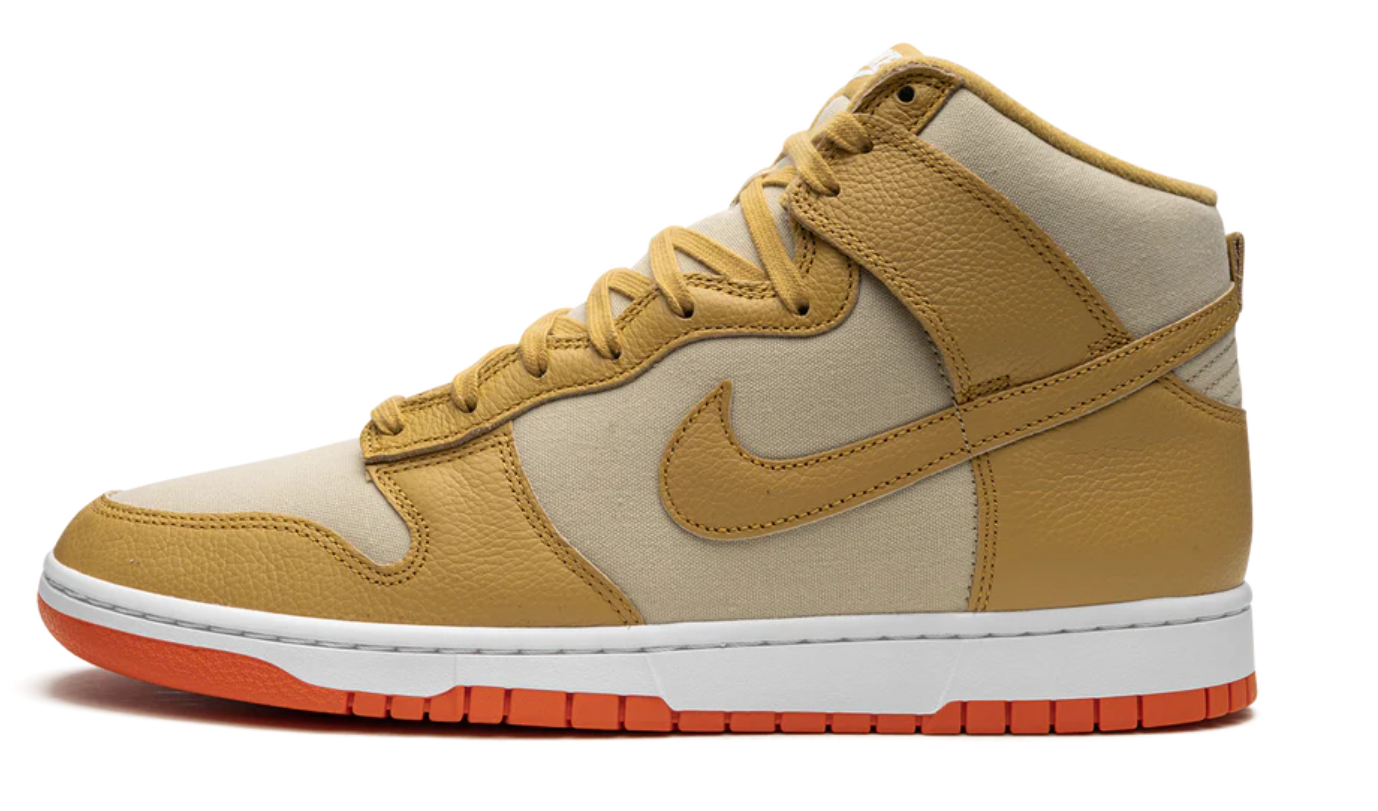 Nike Dunk High Wheat Gold Safety Orange