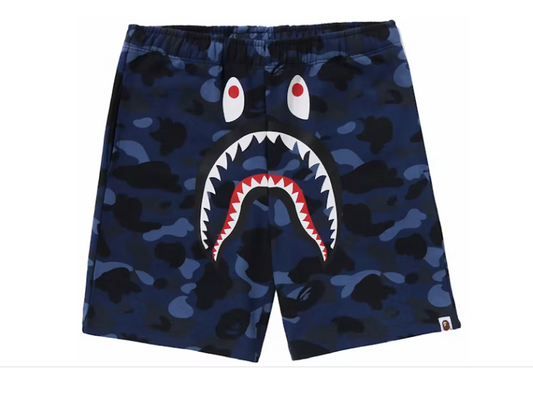BAPE Color Camo Shark Sweat Shorts Navy