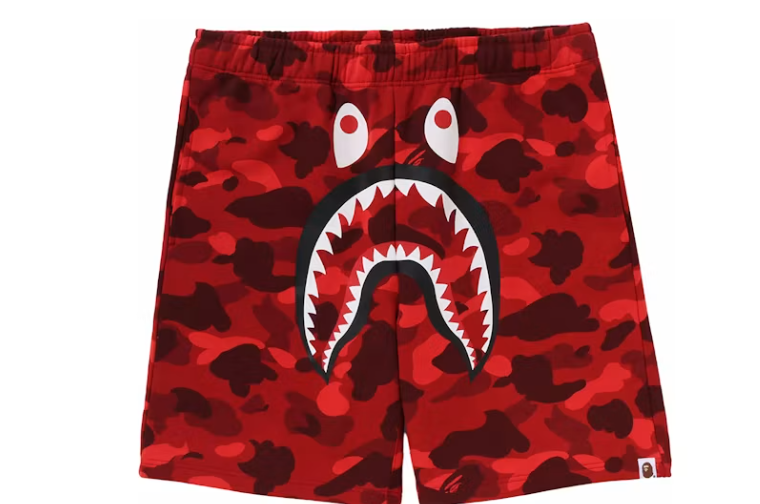 BAPE Color Camo Shark Sweat Shorts Red