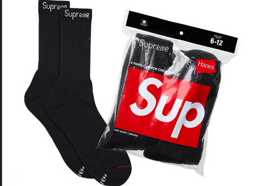 Supreme Hanes Crew Socks Crew Socks Black (4 Pack)