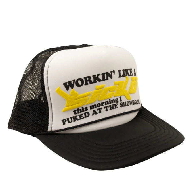 Workin Like A Sicko Trucker Hat( Black Yellow)