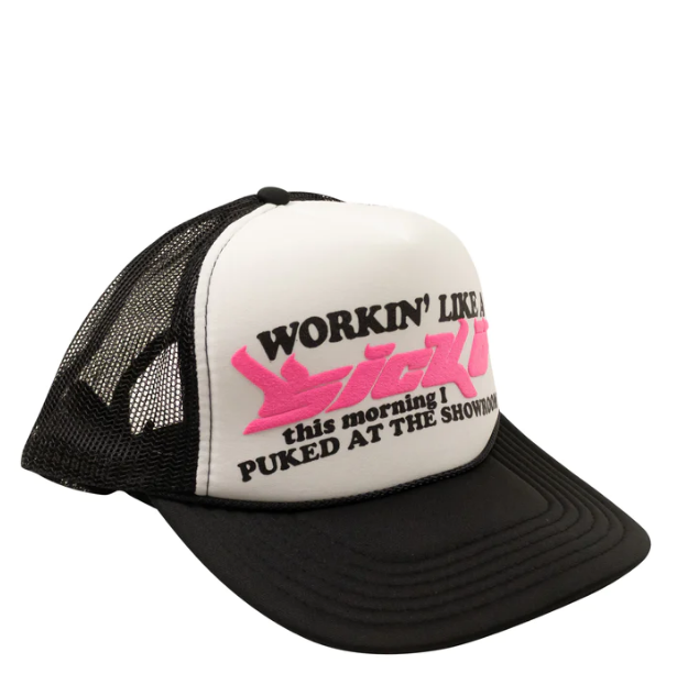 Workin Like A Sicko Trucker Hat (Black Pink)