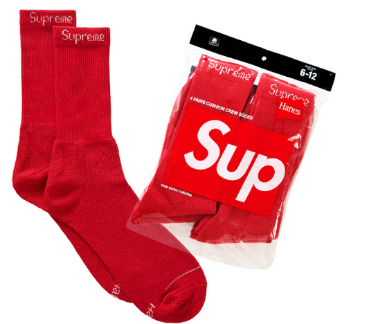 Supreme Hanes Crew Socks Crew Socks Red (4 Pack)