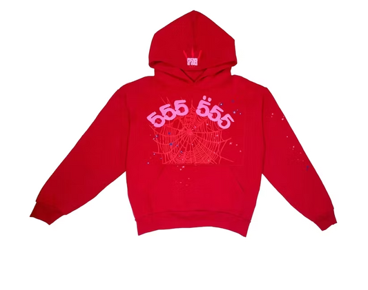 Sp5der Worldwide Red Angel Number 555 Hoodie