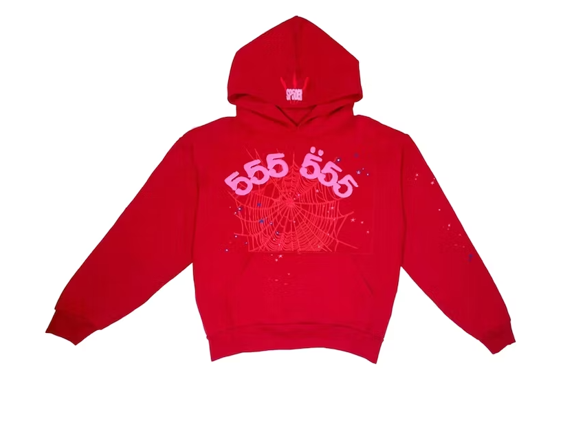 Sp5der Worldwide Red Angel Number 555 Hoodie