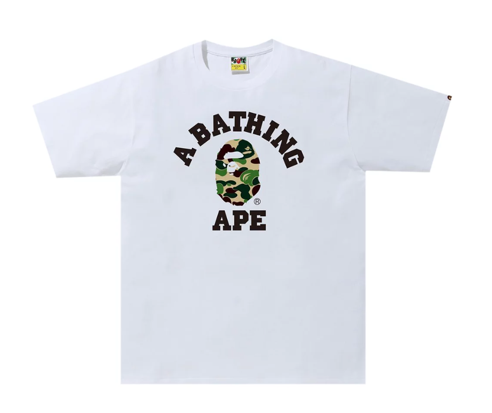 BAPE ABC Camo College Tee Olive  white