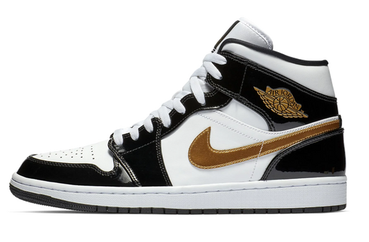 Air Jordan 1 Mid  Black Gold Patent Leather