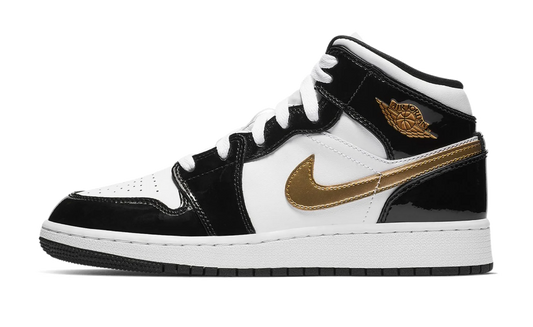 Air Jordan 1 Mid  Black Gold Patent Leather (GS)