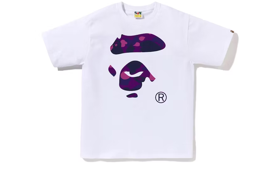 BAPE Color Camo Ape Face Tee Purple Camo White