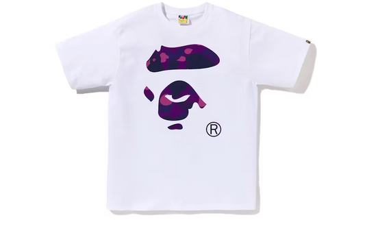 BAPE Color Camo Ape Face Tee Purple Camo White