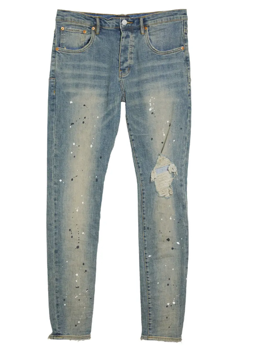Purple Brand Slim Stretch Ripped Jeans (Mid Indigo Destroy Paint)