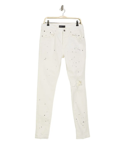 Purple Brand Low Rise Skinny Jeans (Optic White Paint Blowout)