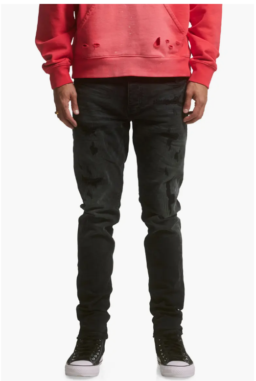 Purple  Brand Distressed Quilted Pocket Skinny Jeans (Black Quilted)