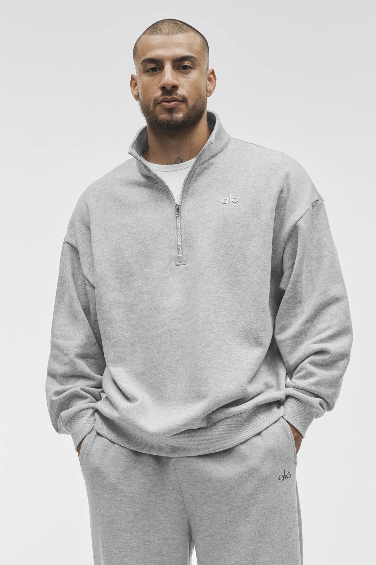 Alo Accolade 1/4 Zip Pullover Grey