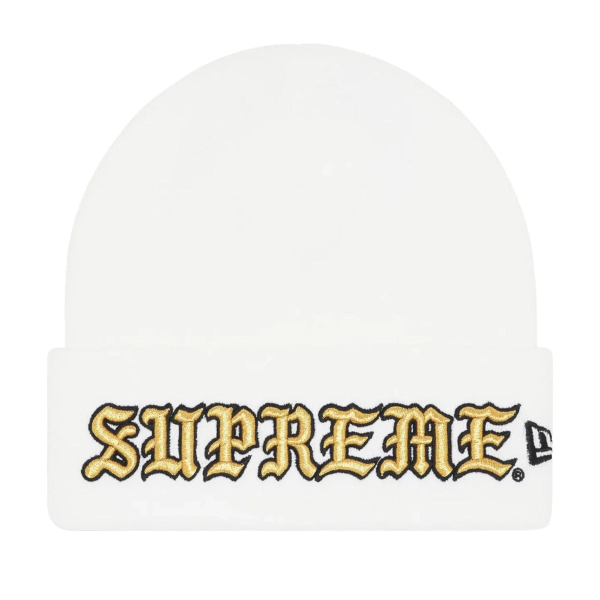 Supreme New Era Old English Beanie White