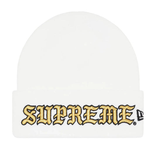 Supreme New Era Old English Beanie White