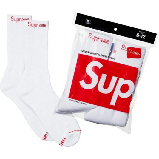 Supreme Hanes Crew Socks Crew Socks  White (4 Pack)