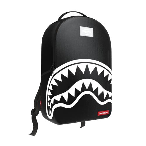 Spray Ground SHARK CENTRAL WHITE STENCIL SHARK BLACK NYLON BACKPACK