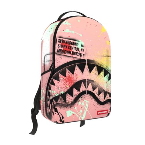 Spray Ground SHARK CENTRAL PINK LAB COAT STREET ART BACKPACK