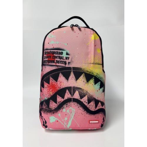 Spray Ground SHARK CENTRAL PINK LAB COAT STREET ART BACKPACK