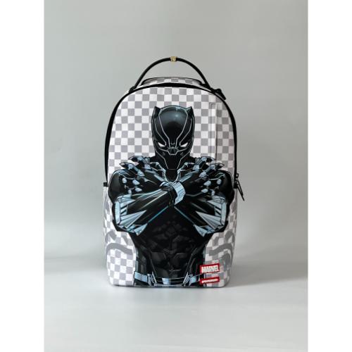 Spray Ground MARVEL BLACK PANTHER WAKANDA FOREVER ON WHITE CHECK BACKPACK
