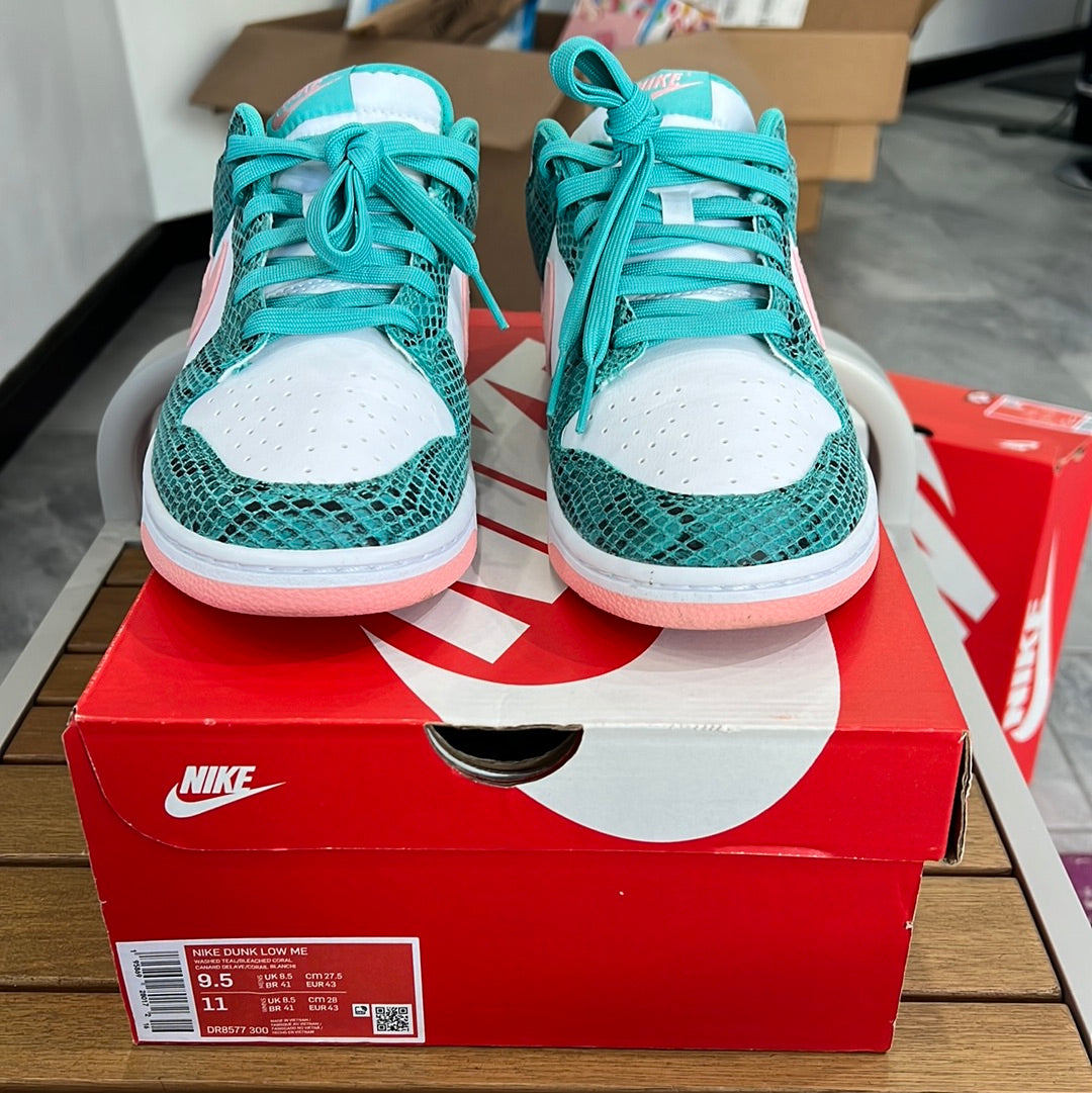 Nike Dunk Low Snakeskin Washed Teal Bleached Coral (USED)